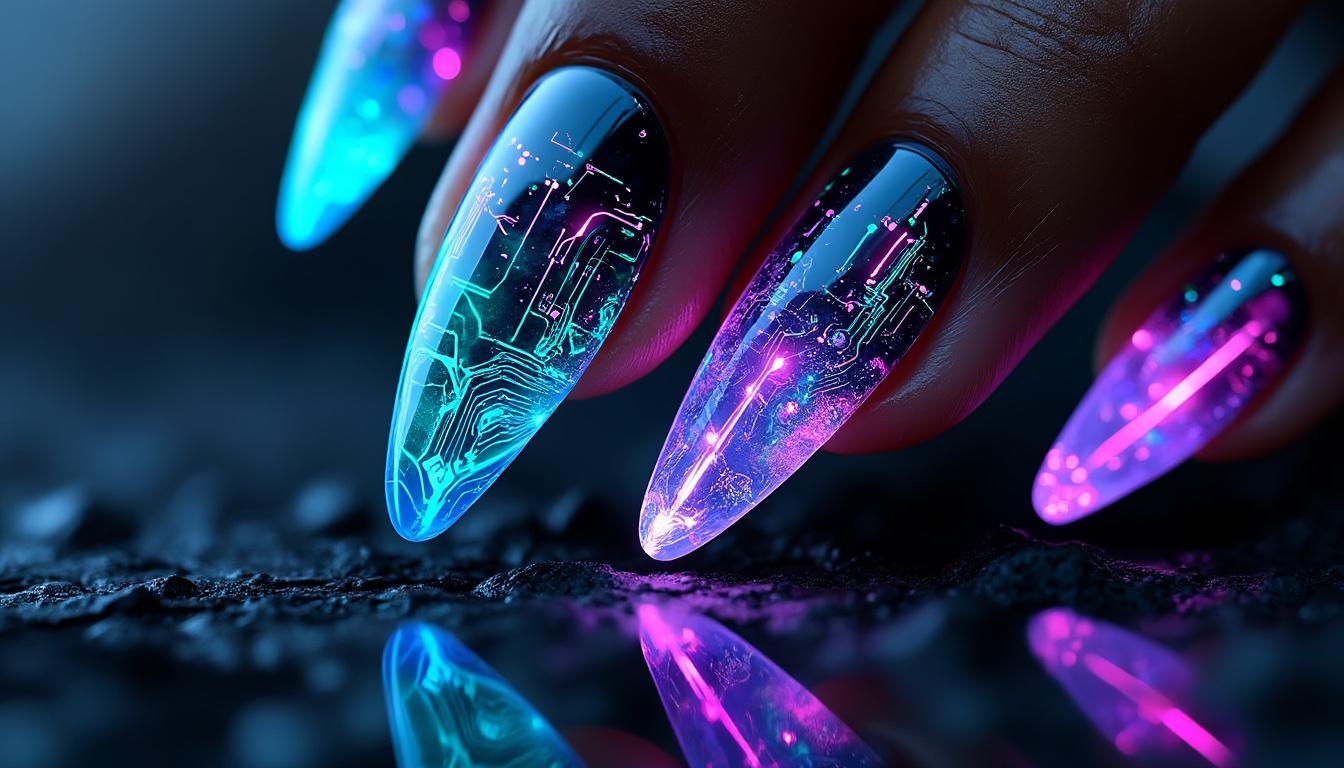 découvrez bio-tech nails, des ongles futuristes aux effets luminescents pour un style uniquely innovant et éclatant. idéal pour une allure avant-gardiste et tendance.